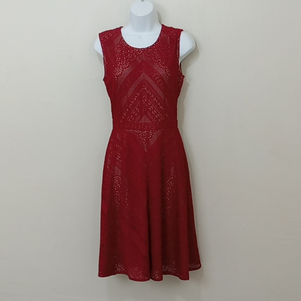 BCBG MaxAzria Size Extra Small Fit and Flare Sleeveless Laser Cut Crochet Dress